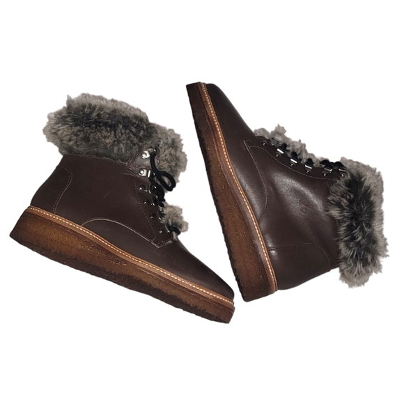 Botkier Winter Leather Lace Up Boots with Faux Fur - Picture 6 of 16